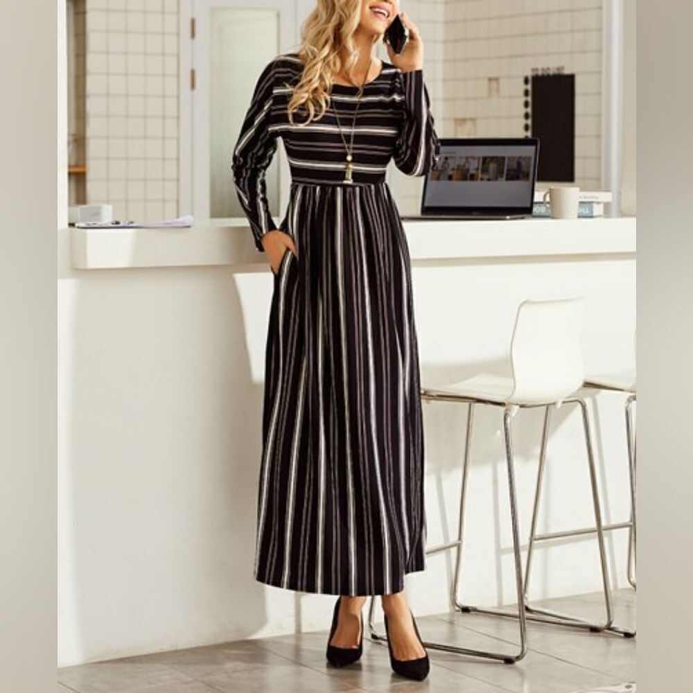 Suzanne Betro Striped Maxi Dress sz Med